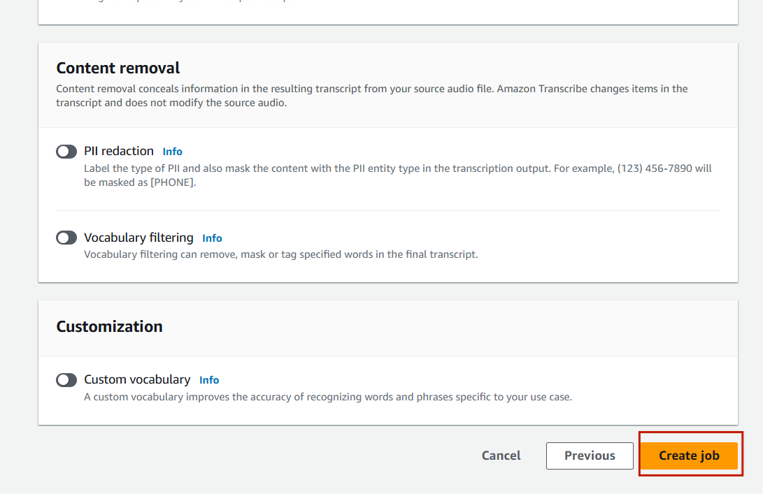 Step-by-Step Guide: Creating Audio Transcripts with Amazon Transcribe. 17 Screenshot 2024 11 20 21041511