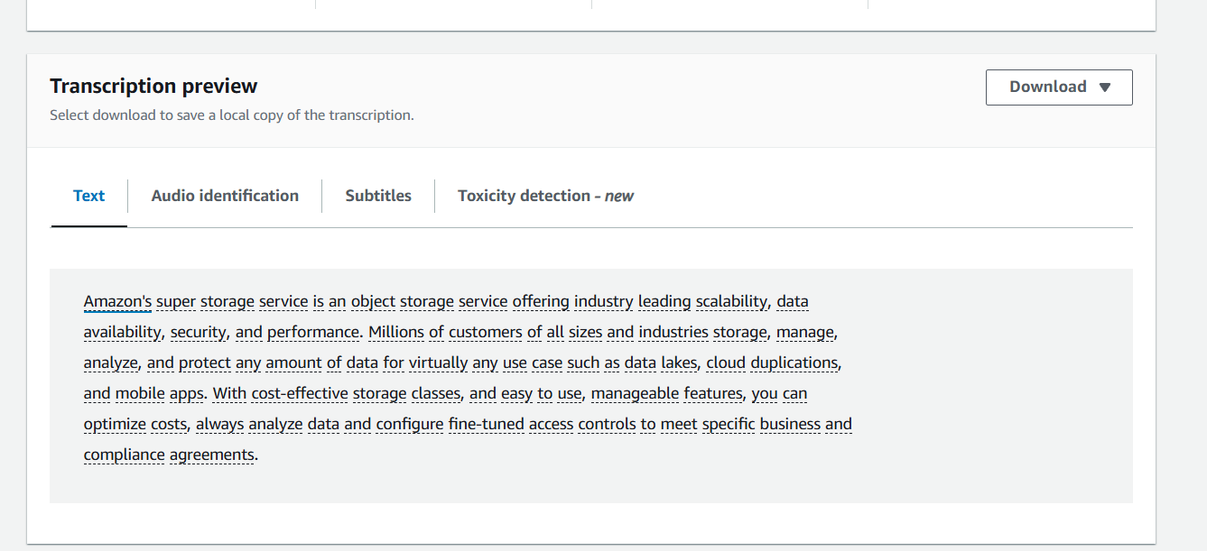 Step-by-Step Guide: Creating Audio Transcripts with Amazon Transcribe. 19 Screenshot 2024 11 20 210656